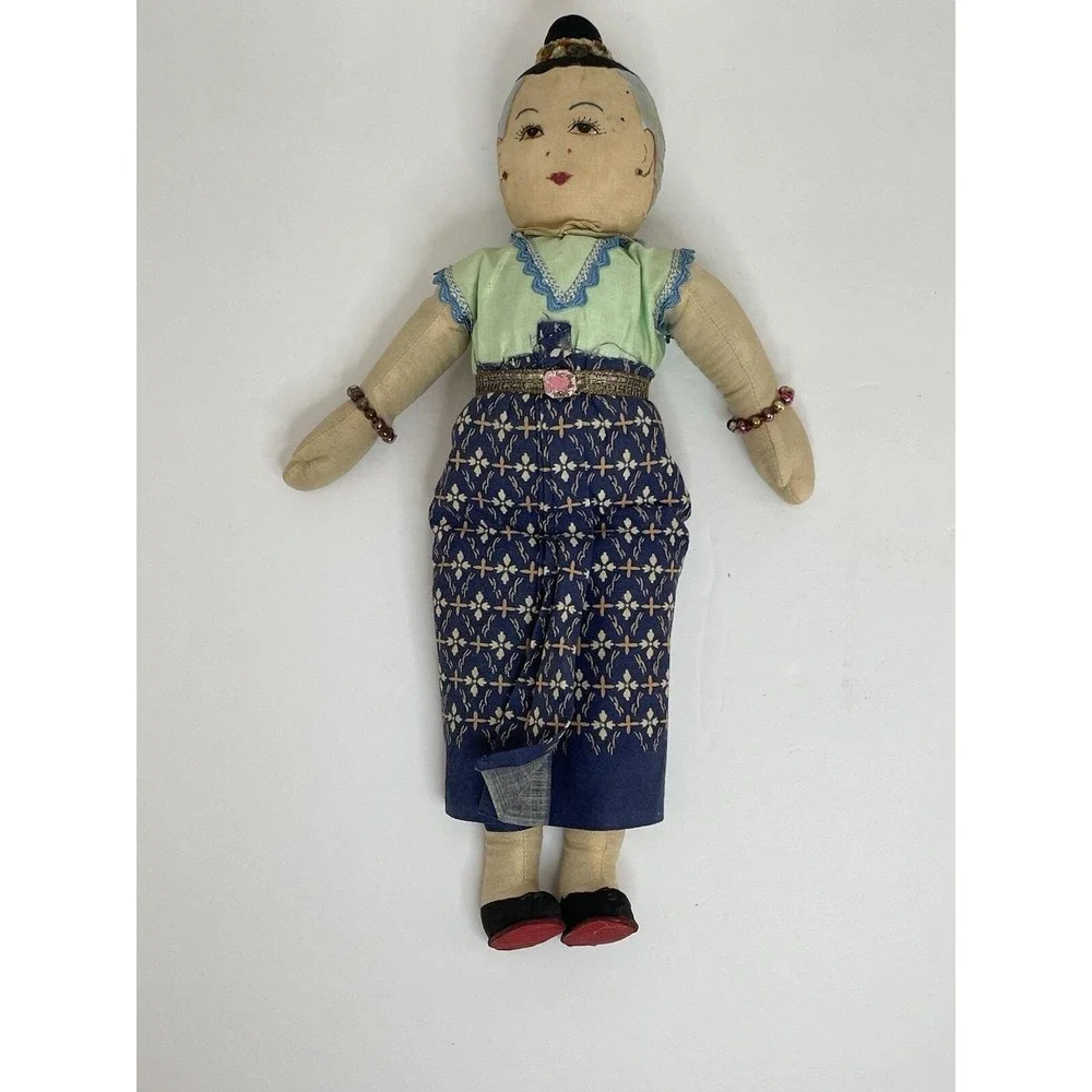 Vintage Chinese Doll Cloth Painted Face 13